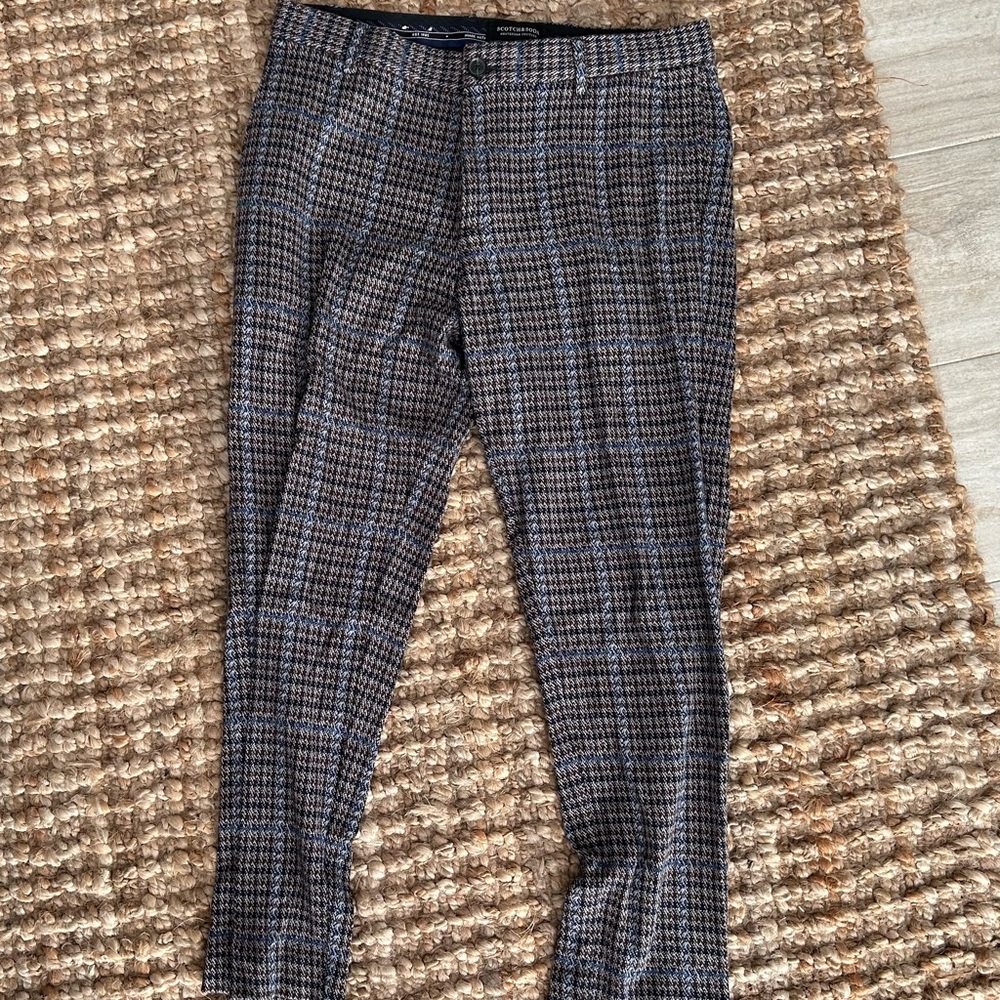 Scotch & Soda Men's Navy and Black Plaid Pants
